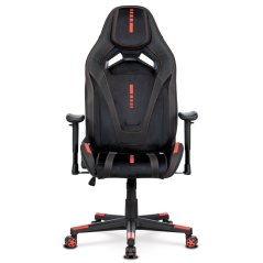 Herní křeslo ERACER, černá sametová látka a ekokůže, houpací mechanismus, opěrák (KA-F07 RED)