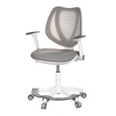 Kancelářská dětská židle, šedá síťovina, černý plastový kříž, kolečka na tvrdé podlahy (KA-C806 GREY)