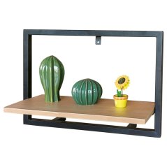 Nástěnné polička  50x20 cm, MDF, dekor dub, kov černý mat (P-072 OAK)