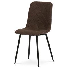 Moderní jídelní židle, hnědá látka, nohy černý kov (CT-283 BR2)