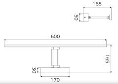 Koupelnové nástěnné svítidlo ADRIANA 8 W, 560 lm, 4000 K, IP44,40 cm, černá