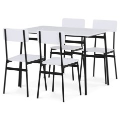 Jídelní set s 4 židlemi 110x70x76cm, mdf, bílá, AUT-O2155 WT