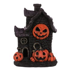 Domeček z magnesia - Halloween, LED osvětl., černý s dýněmi (KEO096)