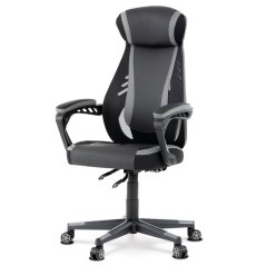 Herní křeslo, šedá, černá ekokůže a černá látka a síťovina MESH, PCA mech (KA-Y213 GREY)