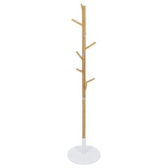Věšák dřevěný stojanový, masiv bambus, bílá barva + přírodní odstín (DR-N1006 WT)