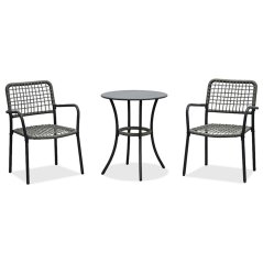 Balkónový set 1 + 2, stůl 60x60, židle umělý ratan barva antracit,  kov antracit (AZ-L1103 GREY)