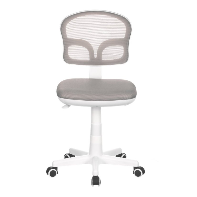 Dětská kancelářská židle, šedá síťovina, černý plastový kříž, kolečka na tvrdé podlahy (KA-C801 GREY)