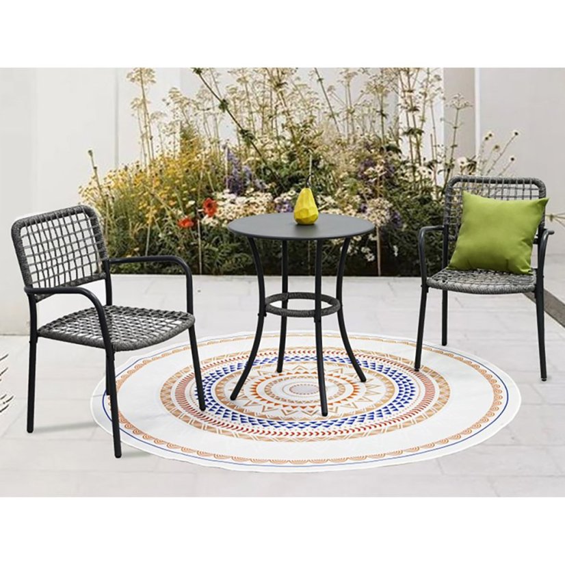 Balkónový set 1 + 2, stůl 60x60, židle umělý ratan barva antracit,  kov antracit (AZ-L1103 GREY)