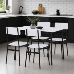Jídelní set s 4 židlemi 110x70x76cm, mdf, bílá, AUT-O2155 WT