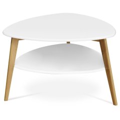 Konferenční stůl 78x77x50 cm, MDF bílá deska, nohy bambus přírodní odstín (AF-1192 WT)