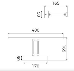 Koupelnové nástěnné svítidlo ADRIANA 12 W, 840 lm, 4000 K, IP44,60 cm, černá