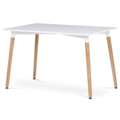 Moderní jídelní stůl 120x80x74 cm, MDF  kovová kostrukce - bílý matný lak, dřevěné nohy (DT-304 WT)