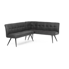 Lavice rohová, šedá látka v dekoru broušené kůže, černý kov (DCL-D1950 GREY3)