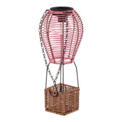 Lucerna umělý ratan a kov, balón, LED osvětl, vel. S, růžovo-hnědá (PLA113 PINK-S)