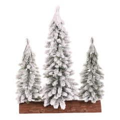 Vánoční dekorace Smrk na špalku - trojice, mini, 34 cm, zelená, zasněžená (VAN219)