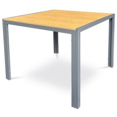 Zahradní stůl 90x90x73, deska polywood v dekoru dubu, šedá kovová konstrukce (AZT-S1209 OAK)