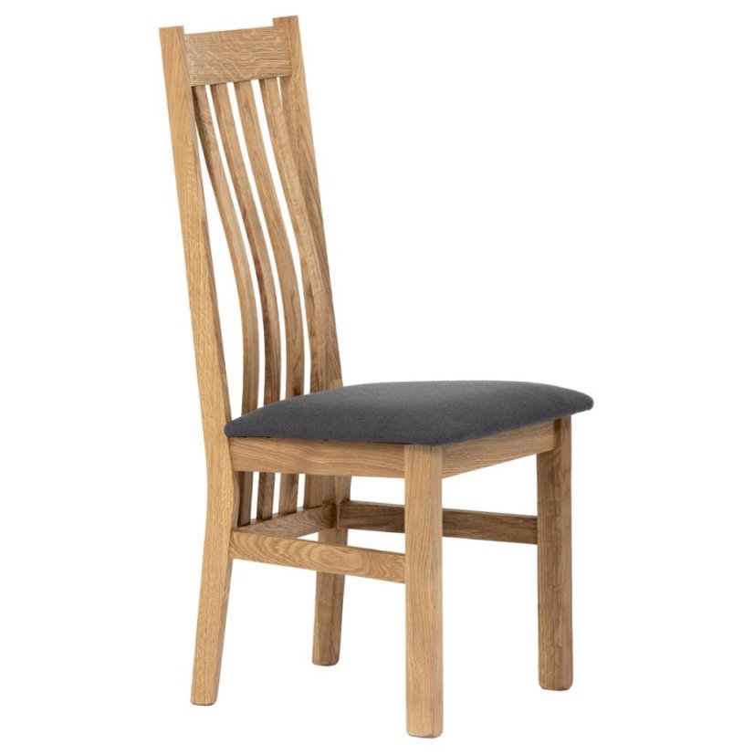 Dřevěná jídelní židle, potah antracitově šedá látka, masiv dub, přírodní odstín (C-2100 GREY2)