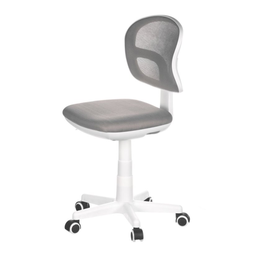 Dětská kancelářská židle, šedá síťovina, černý plastový kříž, kolečka na tvrdé podlahy (KA-C801 GREY)