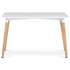 Moderní jídelní stůl 120x80x74 cm, MDF  kovová kostrukce - bílý matný lak, dřevěné nohy (DT-304 WT)