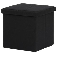Taburet s úložným prostorem, látka černá (TAB-461 BK2)