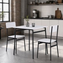 Jídelní set s 2 židlemi 70x70x76cm, mdf, bílá, AUT-O2121 WT