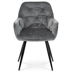 Moderní jídelní židle, šedá sametová látka, kovová čtyřnohá podnož, černý matný lak (DCH-421 GREY4)