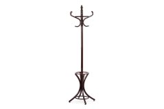 Dřevěný stojanový věšák, tmavě hnědý lak, pololesk, v - 186 cm (F-2059 BR)