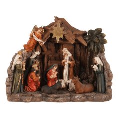 Betlém se třemi králi - polyresin, LED osvětlení, barva hnědá (ALA1670)