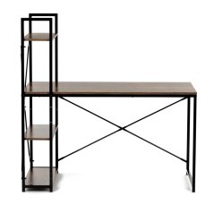 Pracovní stůl s regálem, MDF, dekor staré dřevo, černý kov (GD-520 OLW)
