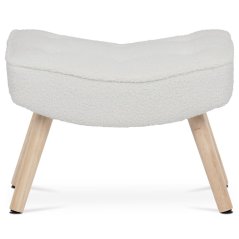 Podnožka, potah bílá látka bouclé, nohy masiv kaučukovník (AK-309P WT2)