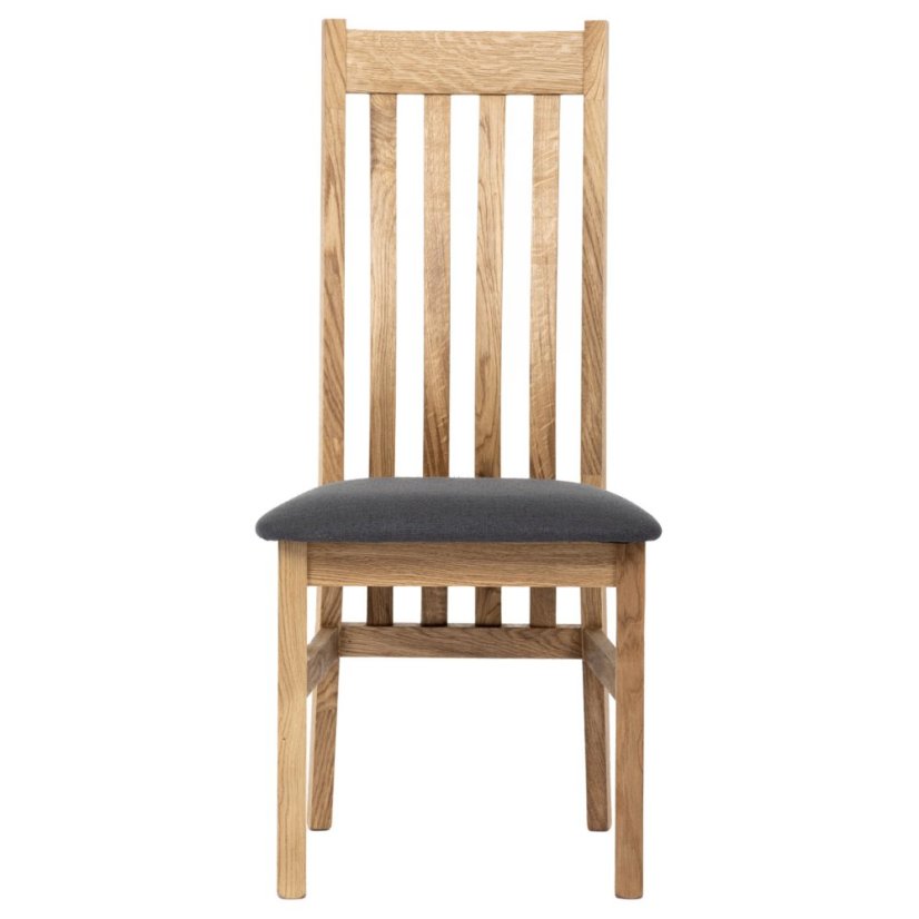 Dřevěná jídelní židle, potah antracitově šedá látka, masiv dub, přírodní odstín (C-2100 GREY2)