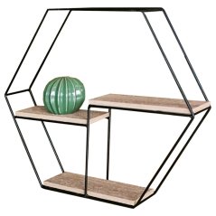 Nástěnné polička  48 cm, MDF, dekor dub, kov černý mat (P-064 OAK)