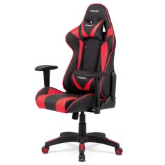 Kancelářská židle houpací mechanismus, černá + červená koženka, plastový kříž (KA-F03 RED)