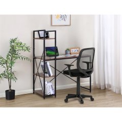 Pracovní stůl s regálem, MDF, dekor staré dřevo, černý kov (GD-512 OLW)