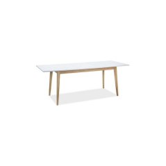 Rozkládací jídelní stůl CESAR 120-165x68 bílá mat, dub