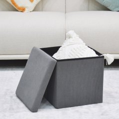 Taburet s úložným prostorem, šedá manšestrová látka (TAB-471 GREY6)