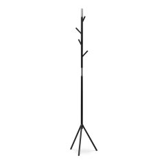 Věšák stojanový, výška 179 cm, kovová konstrukce, černý matný lak, nosnost 6 kg (80001-01 BK)