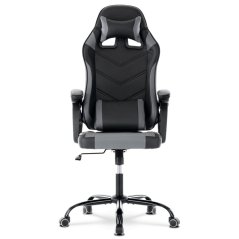Herní křeslo, šedá a černá ekokůže, houpací mechanismus, opěrák 135° (KA-L626 GREY)