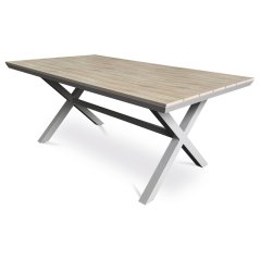 Zahradní stůl 180x100x75, deska polywood v dekoru světlého dubu, hliníková konstrukce, béžová barva (AZT-S1510 OAK)