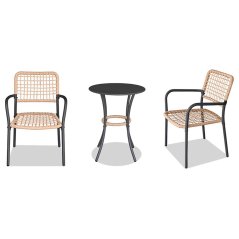 Zahradní set 1 + 2, stůl 60x60, židle umělý ratan barva přírodní,  kov antracit (AZ-L1103 NAT)