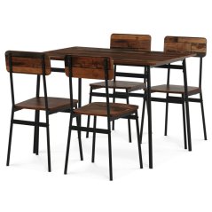 Jídelní set s 4 židlem 110x70x76cm, mdf, old wood, AUT-O2155 OLW2