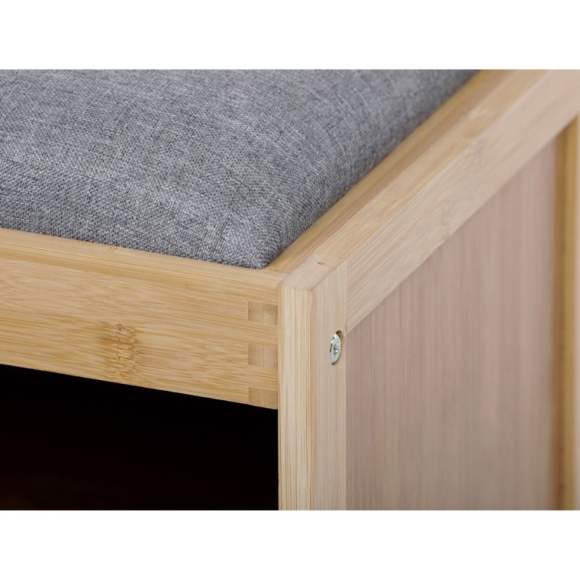 Botník, masiv bambus, přírodní odstín, šedá látka (DR-N1014 GREY2)