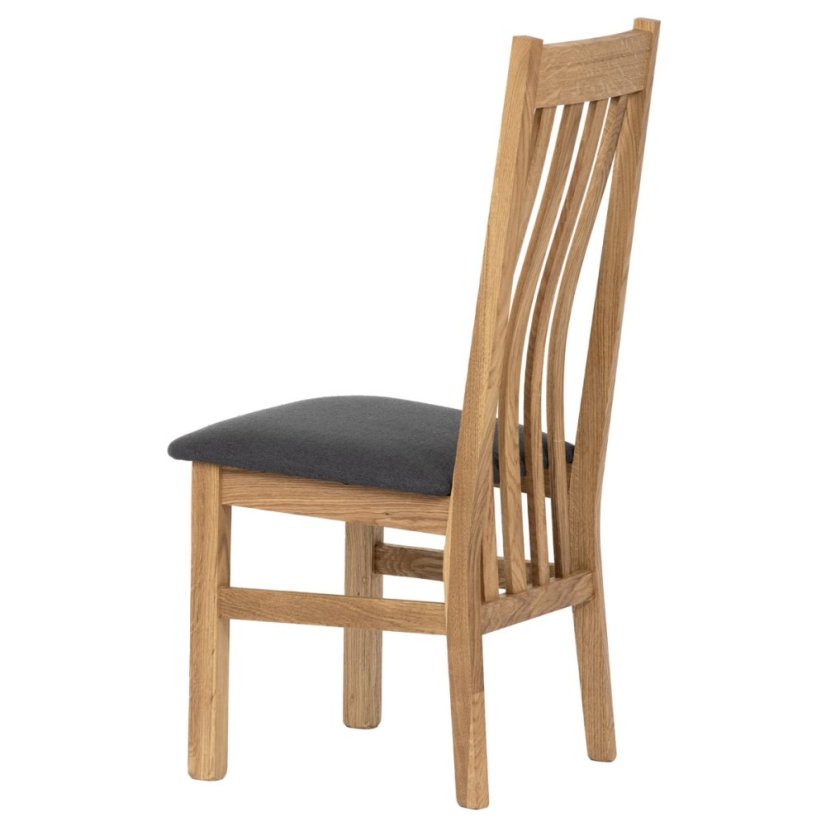 Dřevěná jídelní židle, potah antracitově šedá látka, masiv dub, přírodní odstín (C-2100 GREY2)