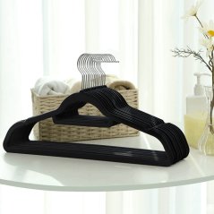Sametová ramínka plast, černá, ASR-E1050 BK
