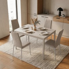 Moderní jídelní stůl s rozkladem 60-90x60 cm, melamin, travertin, GDT-206 TRV