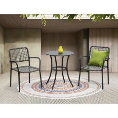 Balkónový set 1 + 2, stůl 60x60, židle umělý ratan barva antracit,  kov antracit (AZ-L1103 GREY)