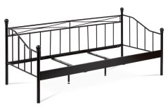 Postel jednolůžková 90x200 cm, kovová, černý matný lak (BED-1905 BK)