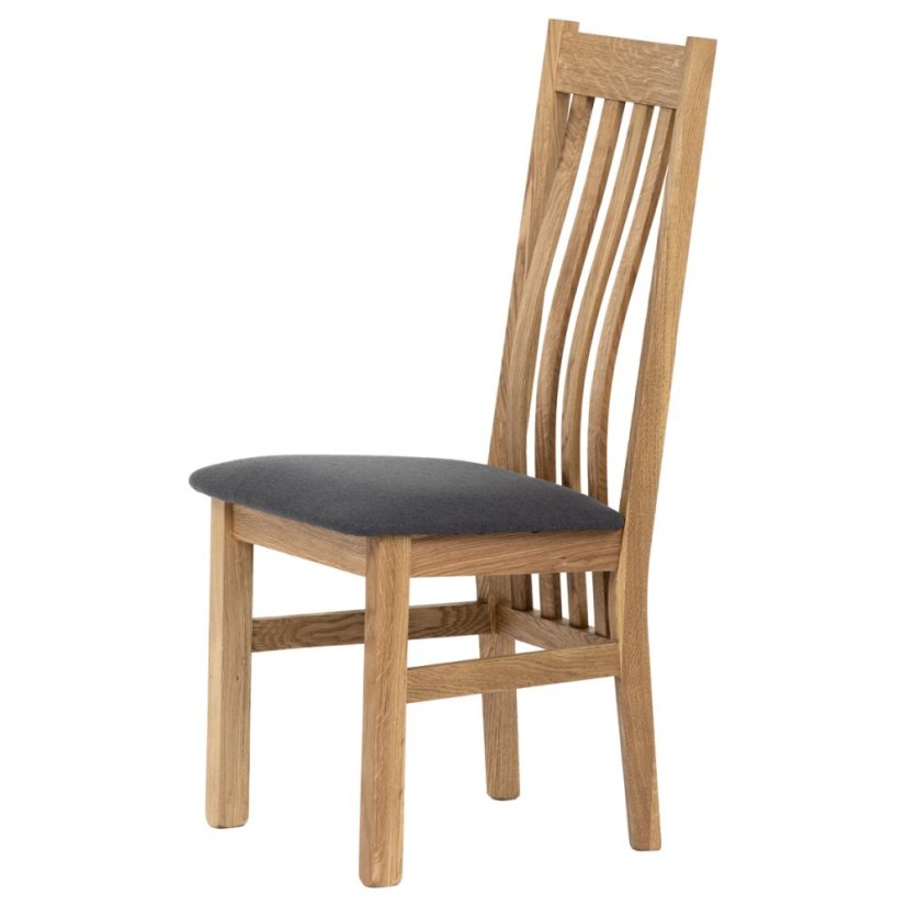 Dřevěná jídelní židle, potah antracitově šedá látka, masiv dub, přírodní odstín (C-2100 GREY2)