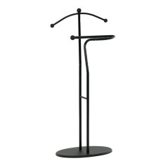 Němý sluha, výška 110 cm, masiv kaučukovník, černé moření, kov černý (83213 BK)