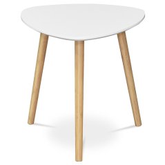 Konferenční stůl 40x40x40 cm, MDF bílá deska, nohy bambus přírodní odstín (AF-1132 WT)